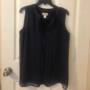 Sleeveless navy blouse